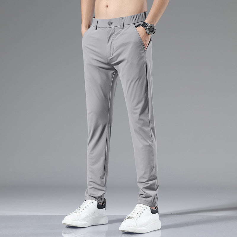 2023 Spring/Summer New Casual Pants Men's Straight Slim Four-way Elastic Non-ironing Trousers Youth Trendy Men's Pants Wholesale 