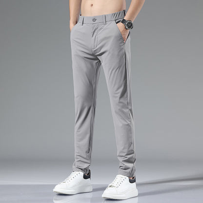 2023 Spring/Summer New Casual Pants Men's Straight Slim Four-way Elastic Non-ironing Trousers Youth Trendy Men's Pants Wholesale 