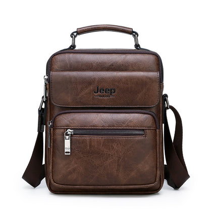 European and American foreign trade business men's bag men's shoulder bag large-capacity handbag vertical briefcase soft leather men's messenger bag 