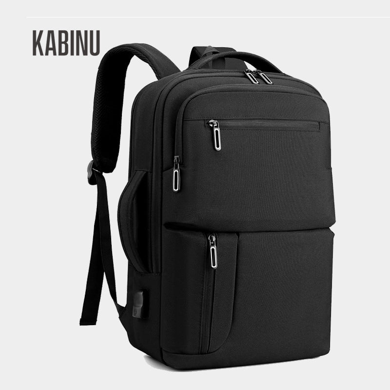 Kabinu business backpack backpack computer bag Oxford cloth solid color commuter outdoor travel bag USB charging