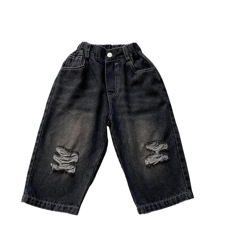 Boys autumn pants 2024 new children's clothing medium and large children's casual trousers boys spring and autumn children's jeans trend 