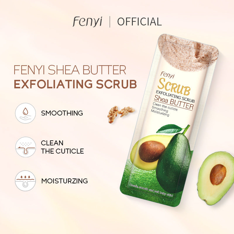 Cross-border FENYI Fenyi Shea Butter Scrub 3g body cleansing pores rejuvenating moisturizing avocado keratin 