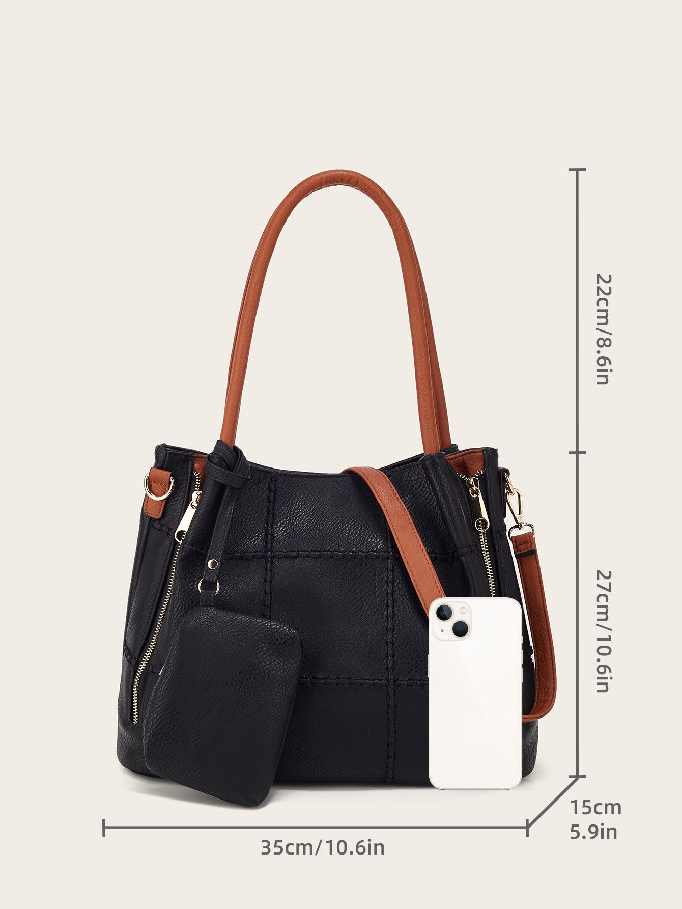 2023 New Fashion Single Shoulder Lychee Pattern Casual Commuting Bag Mother Bag Simple Contrast Color Women's Bag Guangzhou Wholesale 