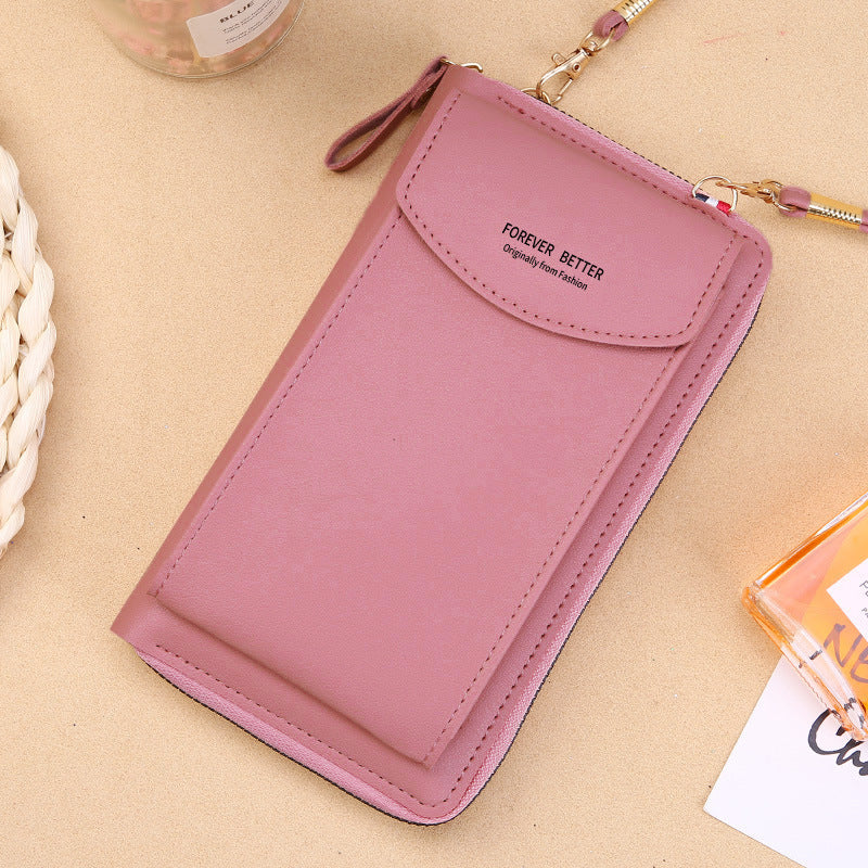 2022 New Mobile Phone Bag Korean Style Fashion Large Capacity Double Wall Wallet Multi-Function Ladies Messenger Bag 