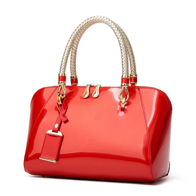 2023 Patent Leather Women's Bag Glossy Handbag Foreign Trade Boston Women's Bag New Amazon Fashion Single Shoulder Crossbody Bag