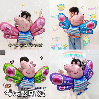 Star Dew Wings Peppa Pig Wings Balloon Coni Rabbit with Lighted Wings Children's Festival Inflatable Toy Cartoon Aluminum Film 