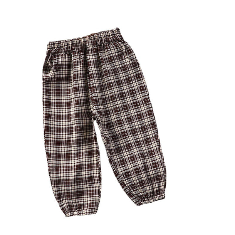 ကလေးဘောင်းဘီ ကလေး Plaid Pants ခြင်နှိမ်နင်းရေး ဘောင်းဘီ ဖက်ရှင်ကျကျ ပေါ့ပေါ့ပါးပါး ဘောင်းဘီ Single Pants Spring and Autumn Girls Baby Trendy Wholesale Dropshipping 