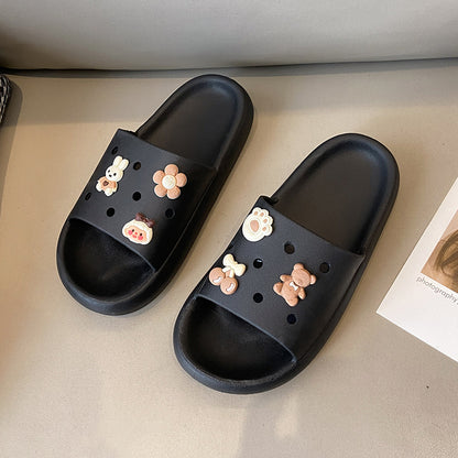 2023 Cute Hole Slippers Women Summer Fashion Outerwear Non-slip Thick-soled Indoor Home Bathroom Soft-soled Sandals and Slippers