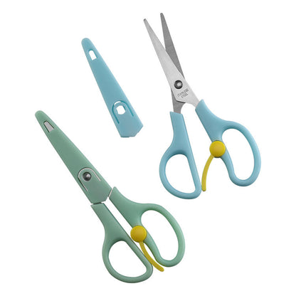 Yuandian Department Store Stainless Steel Scissors Children's Scissors with Sleeves Students' Scissors for Baby Food Stationery Scissors 