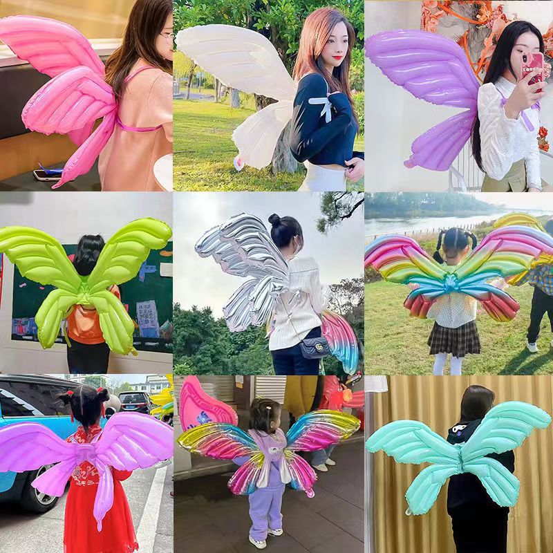 Star Dew Wings Peppa Pig Wings Balloon Coni Rabbit with Lighted Wings Children's Festival Inflatable Toy Cartoon Aluminum Film 