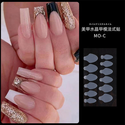 Silicone extension nail film 12 pieces French nail art crystal nail film mold-free frosting paperless extension glue 