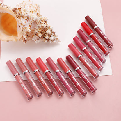 NVXKISS lip glaze 12 pieces non-stick cup ကြာရှည်ခံ matte lip glaze whitening နိုင်ငံခြားမှ တရားဝင် lip gloss အစစ်အမှန် 