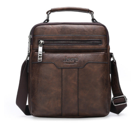 European and American foreign trade business men's bag men's shoulder bag large-capacity handbag vertical briefcase soft leather men's messenger bag 