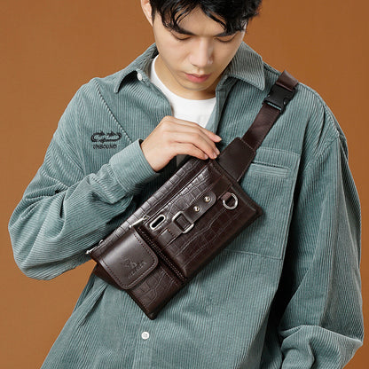 Men's Fashion Retro Mobile Phone Waist Bag Outdoor Men's Messenger Chest Bag Waterproof Texture Cashier Waist Bag Commuting