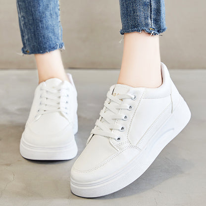 2022 Spring New Student Round Toe Sneakers Sports Leisure Single Shoes Thick Bottom Small White Shoes Women's Fashion White Wholesale 