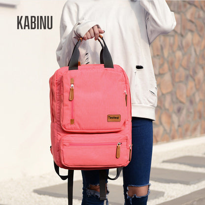 Kabinu casual backpack, middle school and high school student bag, contrast color mommy bag, Oxford cloth business computer bag 