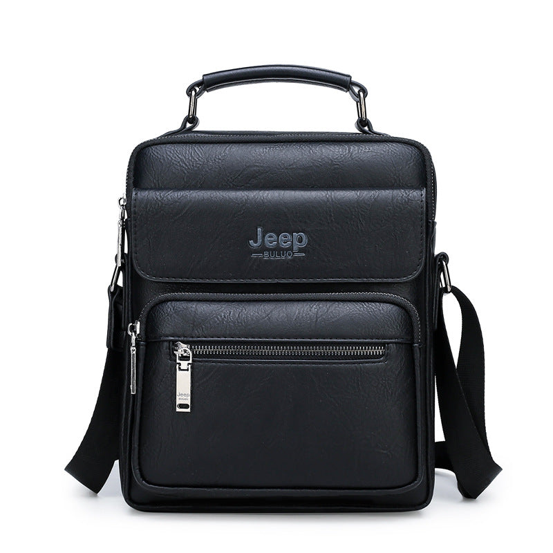 European and American foreign trade business men's bag men's shoulder bag large-capacity handbag vertical briefcase soft leather men's messenger bag 