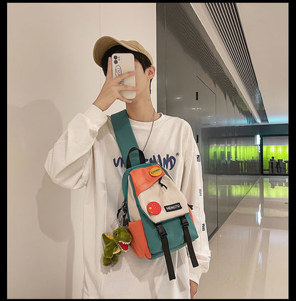 Chest bag men's messenger bag shoulder bag casual Japanese student small shoulder bag personality shoulder bag light male small backpack 