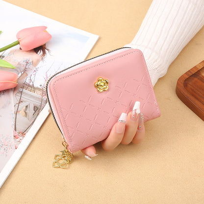 2023 new Korean version design mini ladies small wallet embossed with hardware PU leather cross-border wholesale factory direct sales 