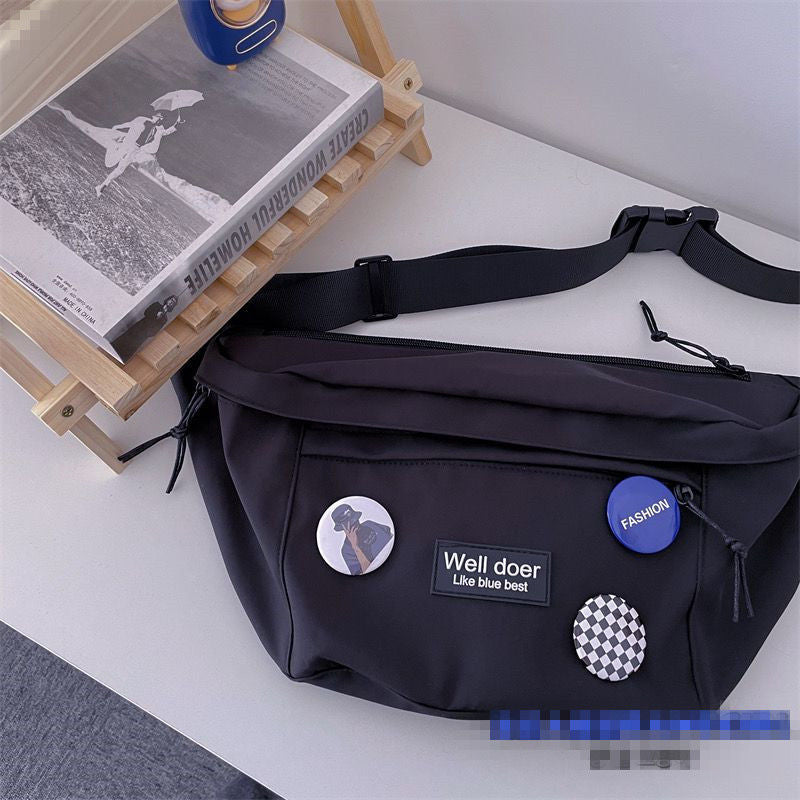 Japanese ins Harajuku dark wind sports large-capacity chest bag men's Korean retro all-match tooling blue messenger bag women 