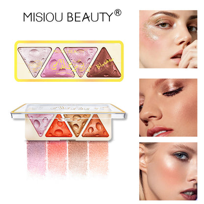 Cross-border hit new color four-color pearlescent matte eyeshadow blush shimmer earth color eyeshadow palette makeup wholesale 