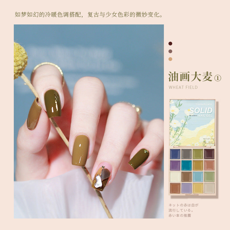 16 Color Solid Nail Polish Gel Set Eye Shadow Popular Solid Cream Painted Gel Manicure Shop Special Factory Wholesale 