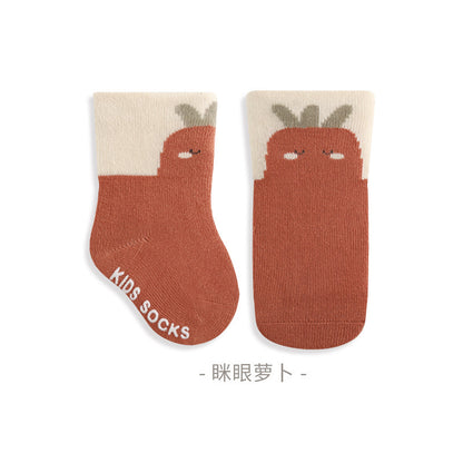 2023 autumn new arrival newborn baby socks wide cuffs no leg tight baby socks boneless cartoon mid-tube socks