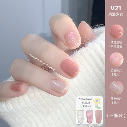 2024 new three-color nail polish no-bake quick-drying set long-lasting tearable water-based whitening nail polish spot wholesale 