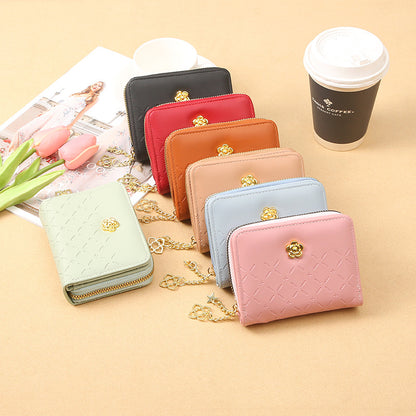 2023 new Korean version design mini ladies small wallet embossed with hardware PU leather cross-border wholesale factory direct sales 