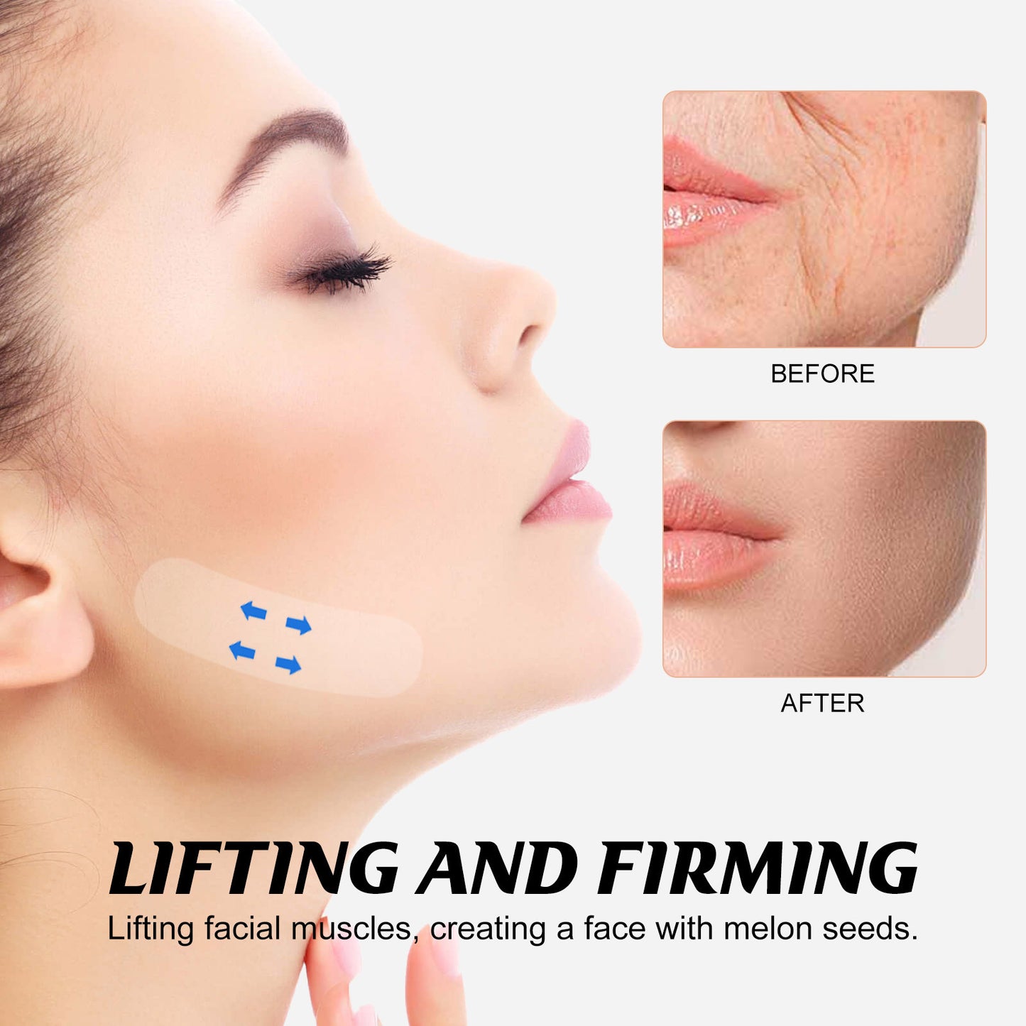 Invisible facial lifting tape, face lifting tape, firming and tightening chin, diluting fine lines, lifting and shaping, V-shaped small face tape 