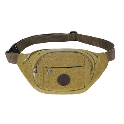 Canvas bag men's waist bag large capacity crossbody bag mobile phone coin purse shoulder bag sports running mountaineering bag 