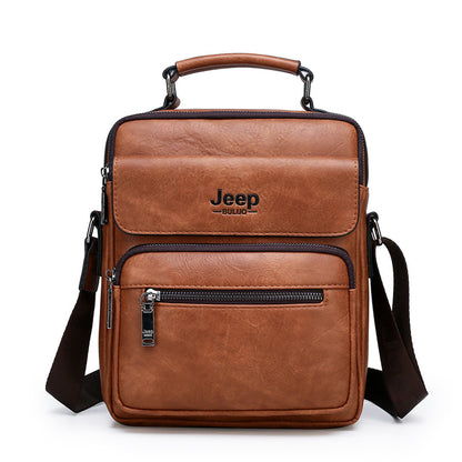 European and American foreign trade business men's bag men's shoulder bag large-capacity handbag vertical briefcase soft leather men's messenger bag 