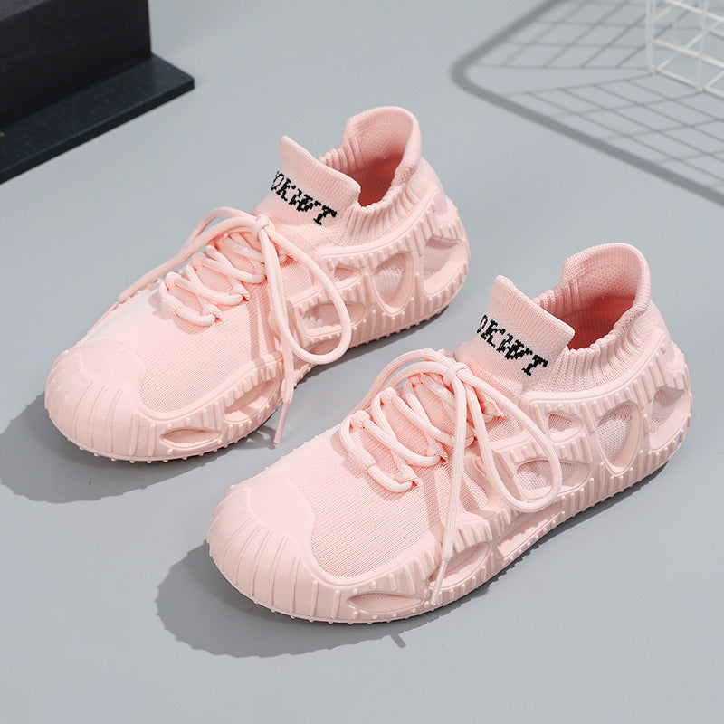 Flying knitted socks shoes female lazy slip on coconut shoes 2023 new fashion trendy shoes breathable sports casual shoes 