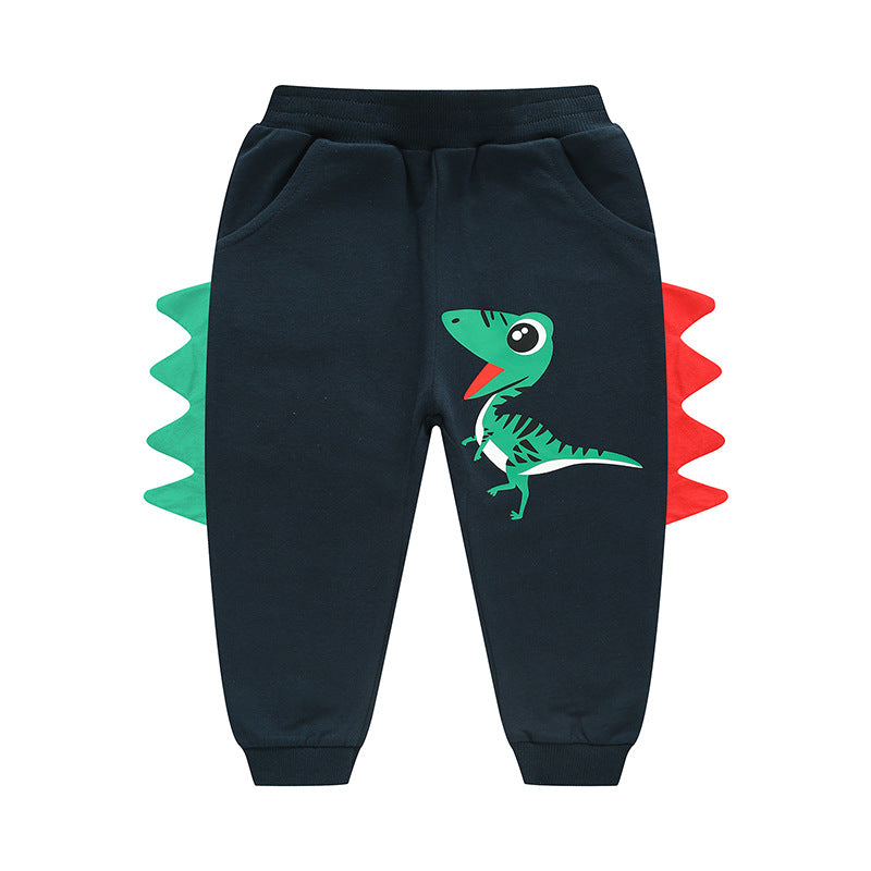 2024 children's clothing spring and autumn new children's sweatpants cartoon horror pure cotton boys sports trousers wholesale one piece drop shipping 