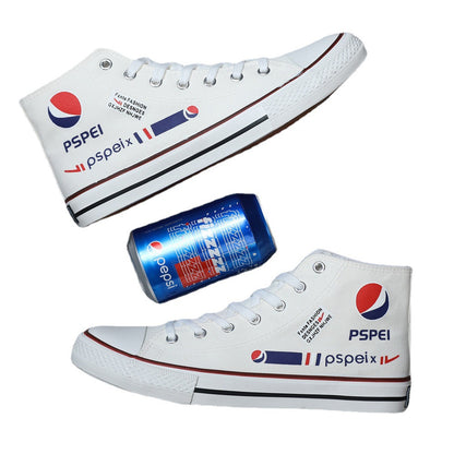 2023 new shoes Pepsi-Cola joint college style limited edition trend all-match high-top male student canvas shoes 