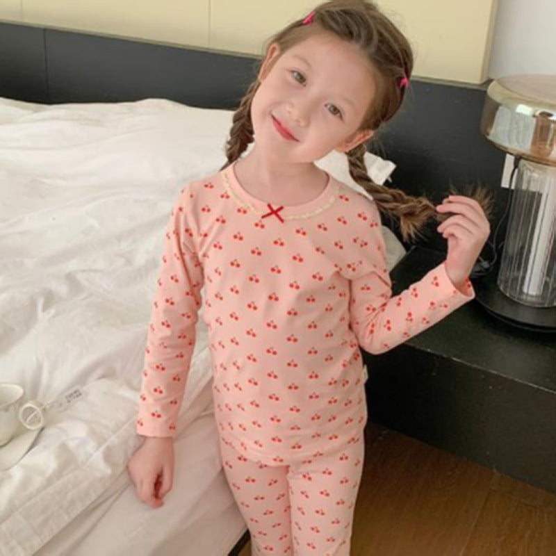 2022 Spring and Autumn New DeRong Girls Home Clothes Pajamas Comfortable and Western Style Set Two-piece Children's Pajamas Set 