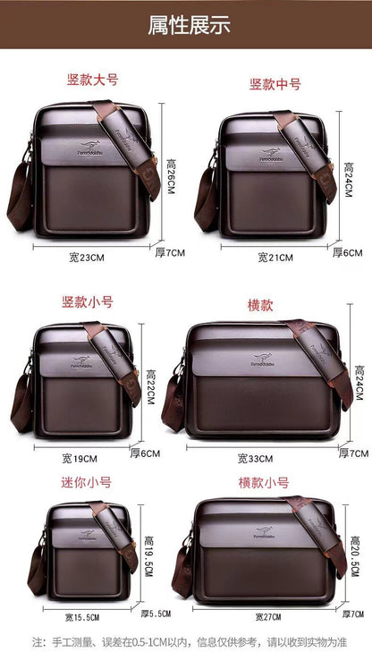 Manufacturers wholesale kangaroo PU men's shoulder bag men's messenger bag briefcase business casual men's backpack horizontal section 