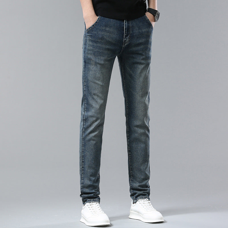 2023 summer new jeans men's Korean version slim elastic pencil pants youth trend men's pants wholesale 