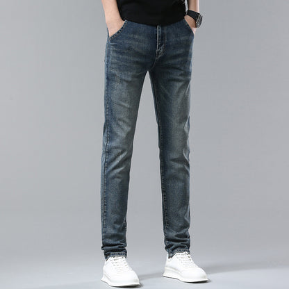 2023 summer new jeans men's Korean version slim elastic pencil pants youth trend men's pants wholesale 