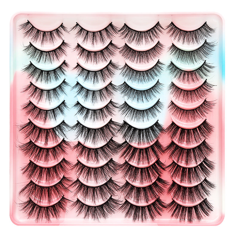 dingsen false eyelashes factory cross-border stable supply of 20 pairs of eyelashes with natural thick one-piece eyelashes 