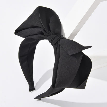 Korean version of solid color three-dimensional big bow hair accessories to press hair and reduce age, cute wide-brimmed headband, high skull headband for women 