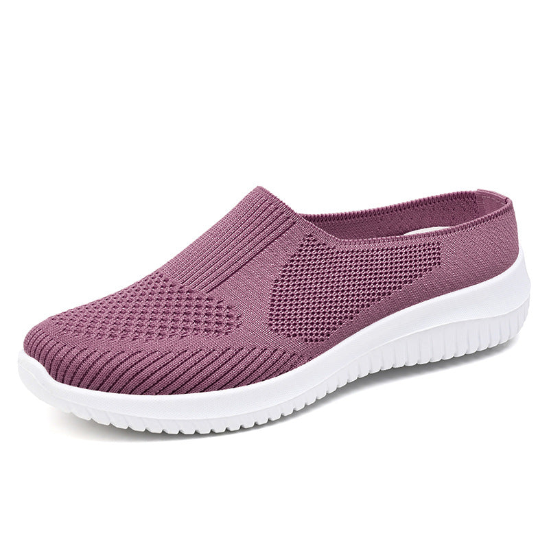 Shoes women's 2023 new cross-border large size cloth shoes foreign trade women's shoes breathable flying woven shoes soft bottom casual mother shoes 