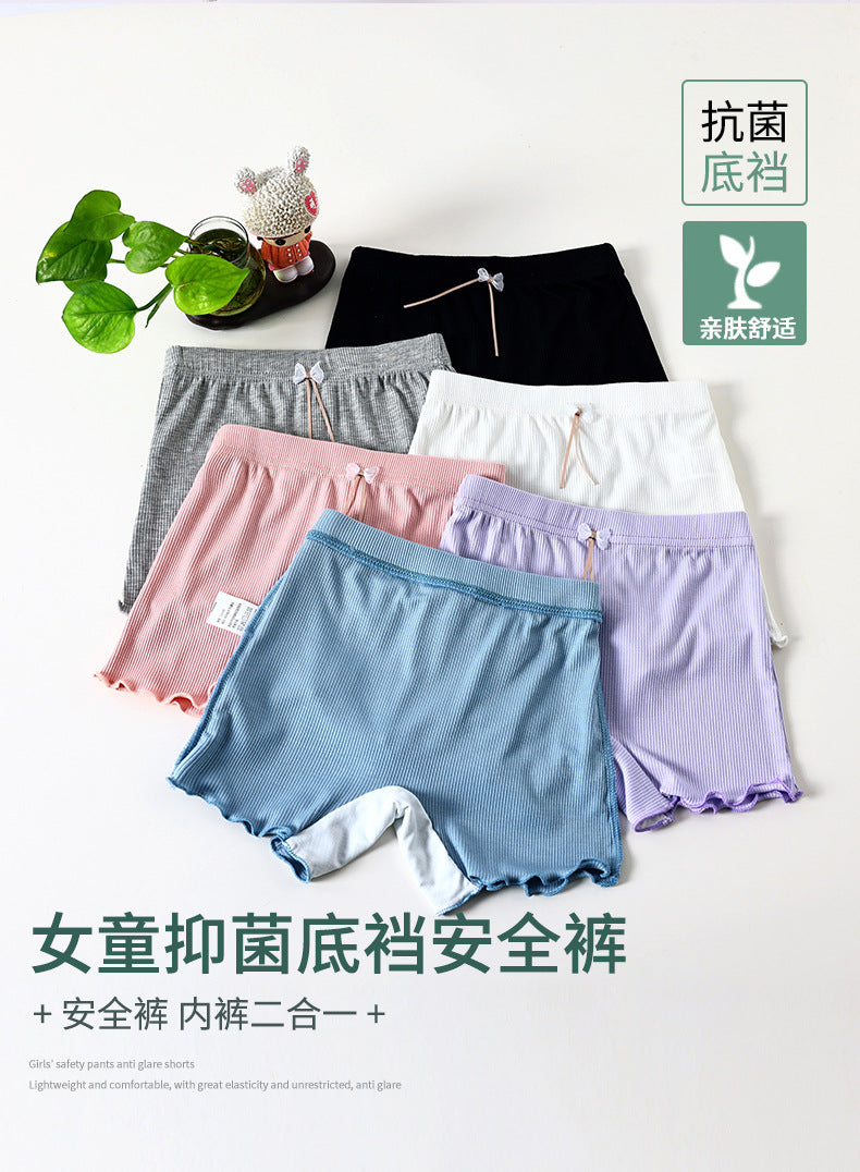 Girls' safety pants summer anti-light antibacterial pants ice silk modal children's inner shorts baby three-point pants 