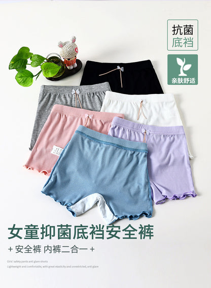 Girls' safety pants summer anti-light antibacterial pants ice silk modal children's inner shorts baby three-point pants 