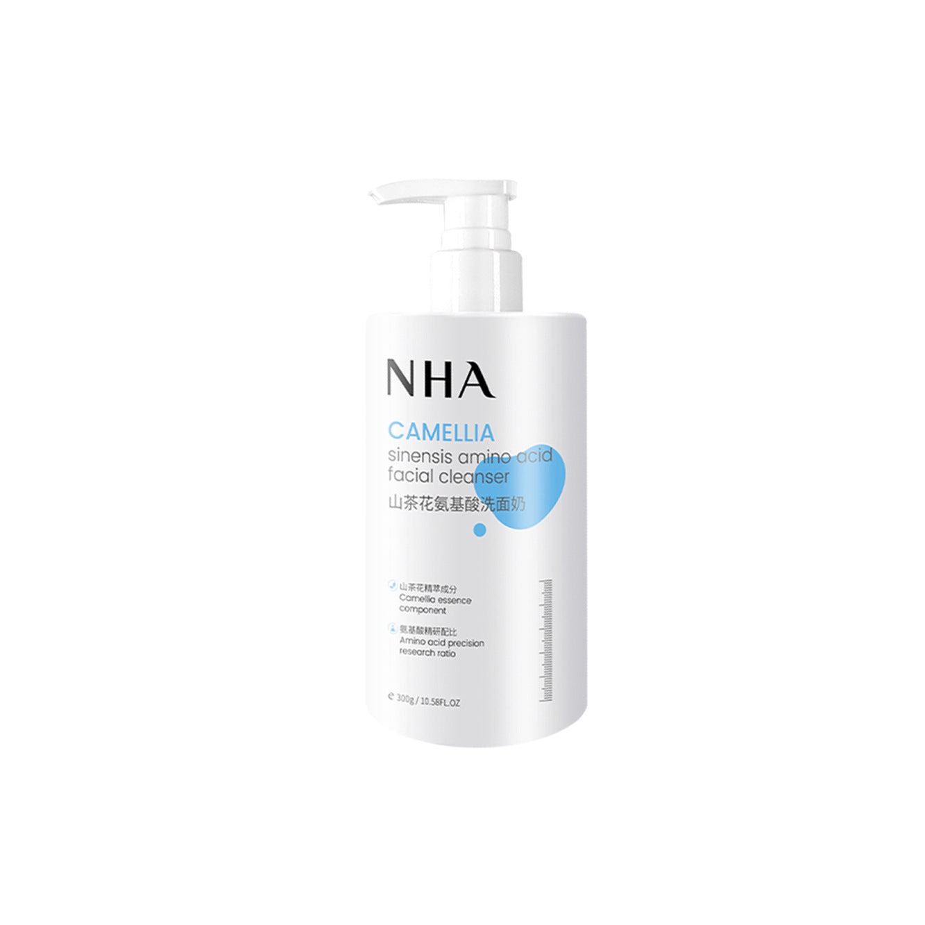 NHA Camellia Amino Acid Foam Cleansing Milk Hydrating, Moisturizing and Pore Reduction 300g ပုလင်းကြီး မျက်နှာသန့်စင်ဆေး 