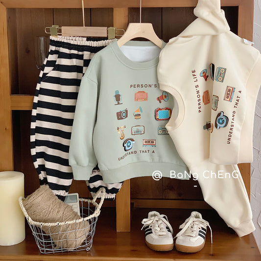 Bangcheng children's sweatshirt round neck pullover 24 spring new boys and girls TV phone printed top G0015 