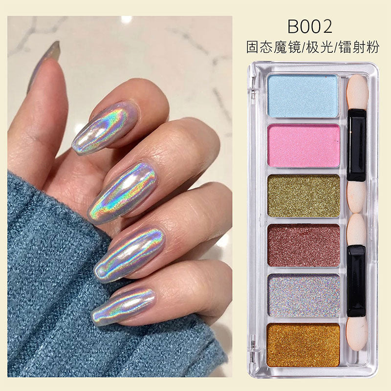 Manicure အသစ် Solid Magic Mirror Powder 6 Color Set Aurora Powder Solid Magic Mirror Powder Solid Fairy Powder Solid လက်ကား 