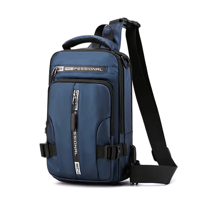 Fashion and simple new men's messenger bag multi-function USB charging chest bag multi-way backpack cross-border 