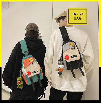 Chest bag men's messenger bag shoulder bag casual Japanese student small shoulder bag personality shoulder bag light male small backpack 