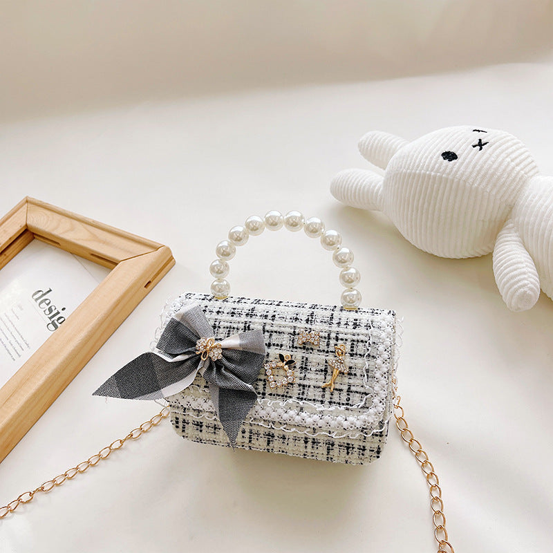 Fashionable Princess Little Fragrance Girls Crossbody Bag Pearl ကလေးလက်ကိုင်အိတ် Korean Style Bow Shoulder Bag 